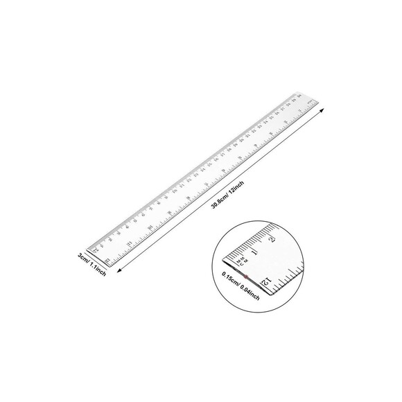 EBOOT 20 Pack Clear Plastic Ruler 12 Inch Straight Flexible clear - Picture 4 of 8